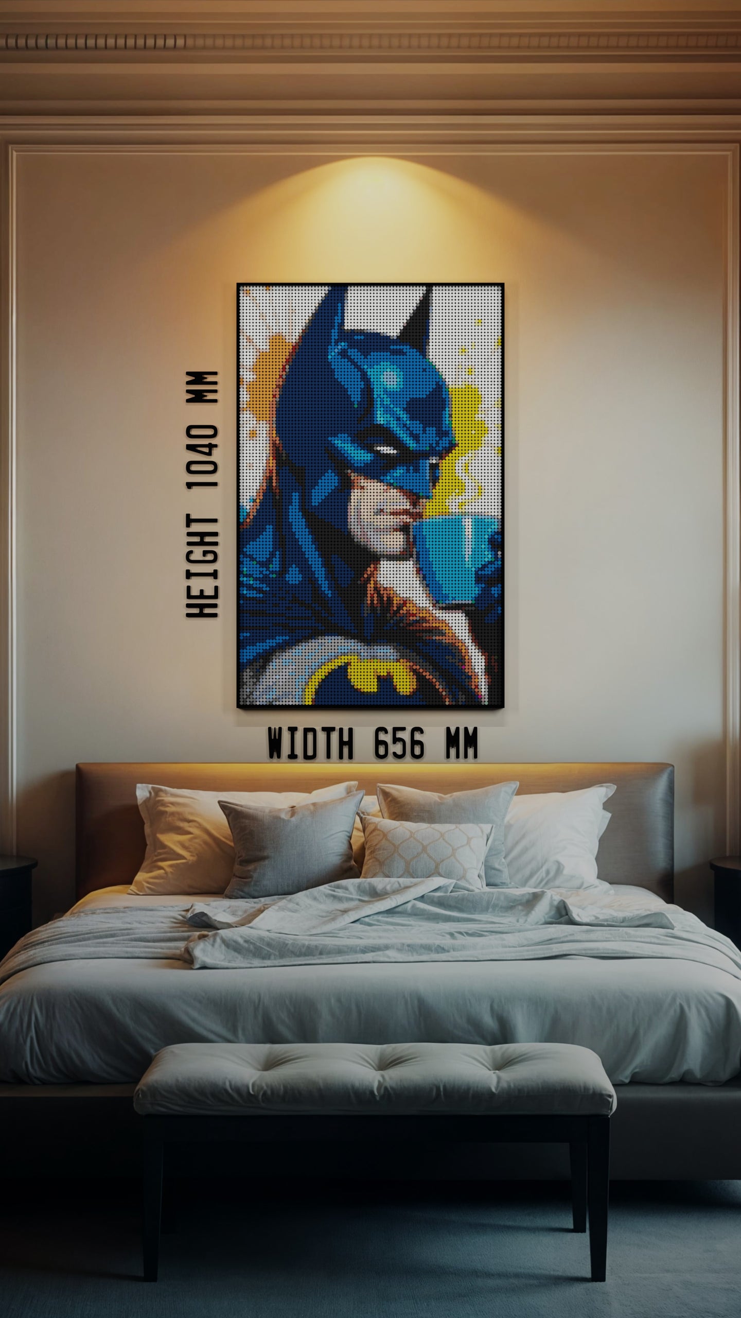 Batman LEGO® Style mosaic pixel art design for display